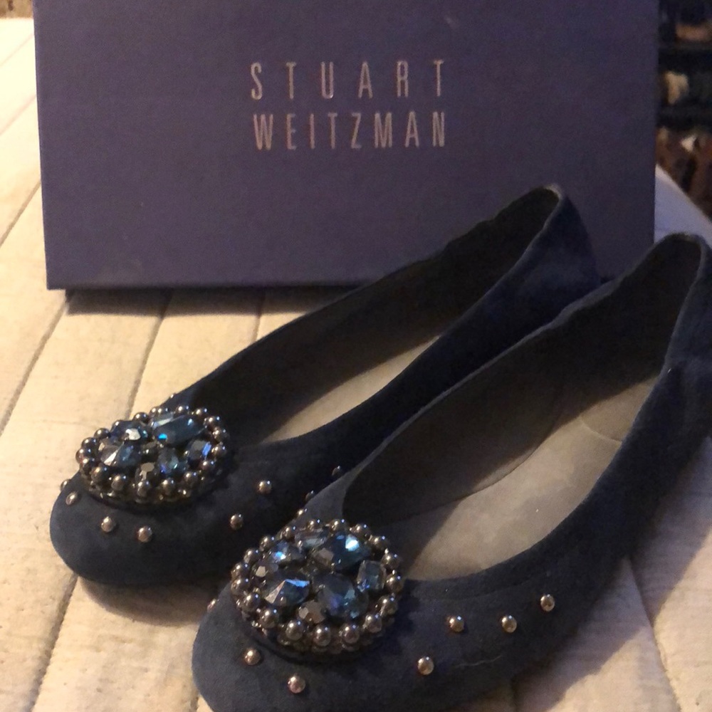 Stuart Weitzman Blue Suede Flats Size 9